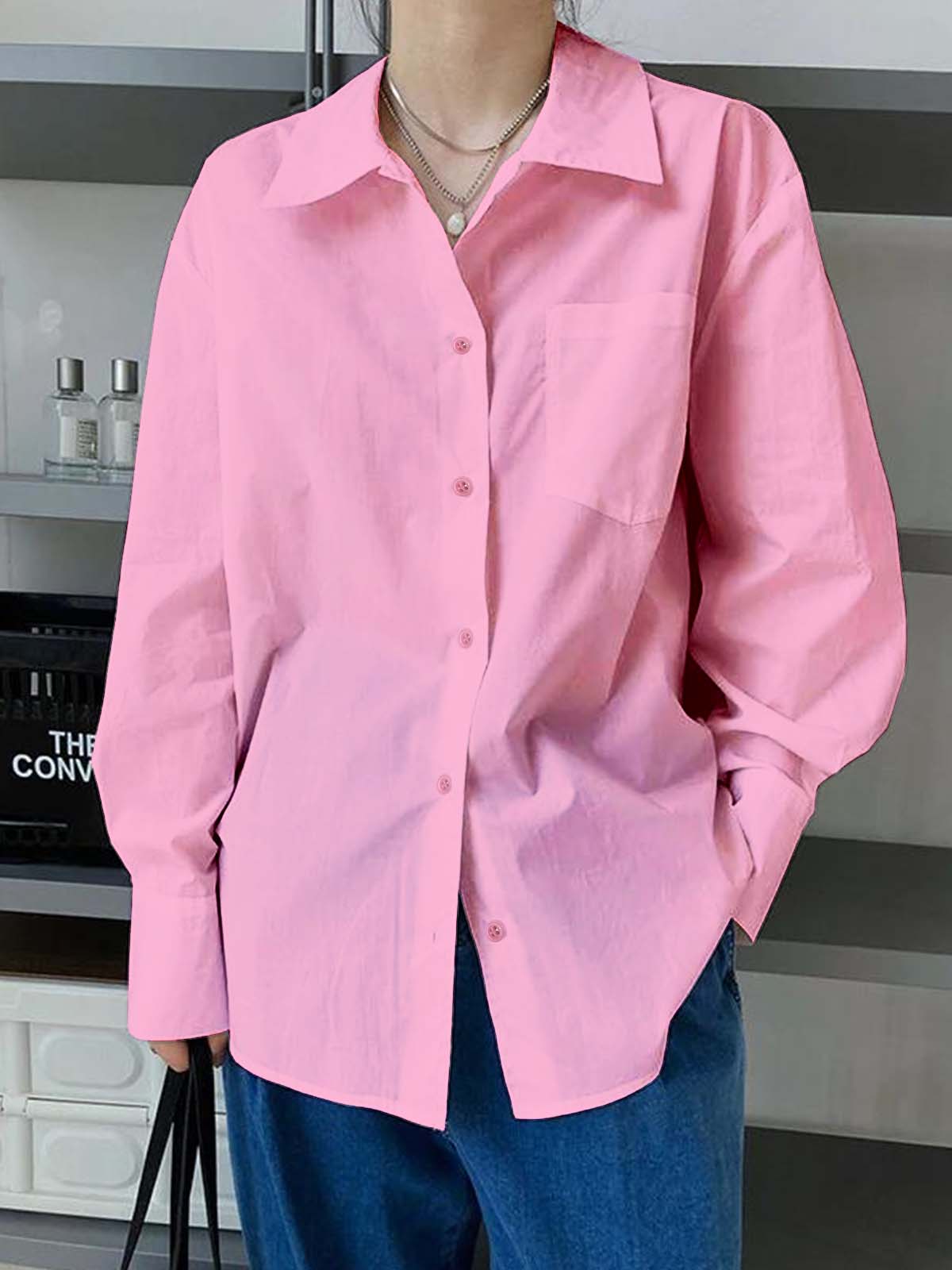 Pastel Pink Drop Shoulder Shirt