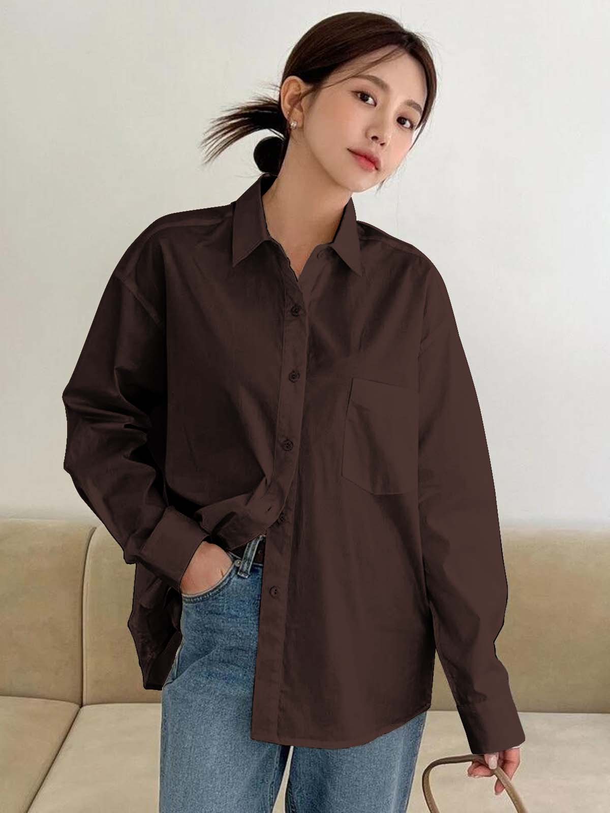 Brown Drop Shoulder Shirt