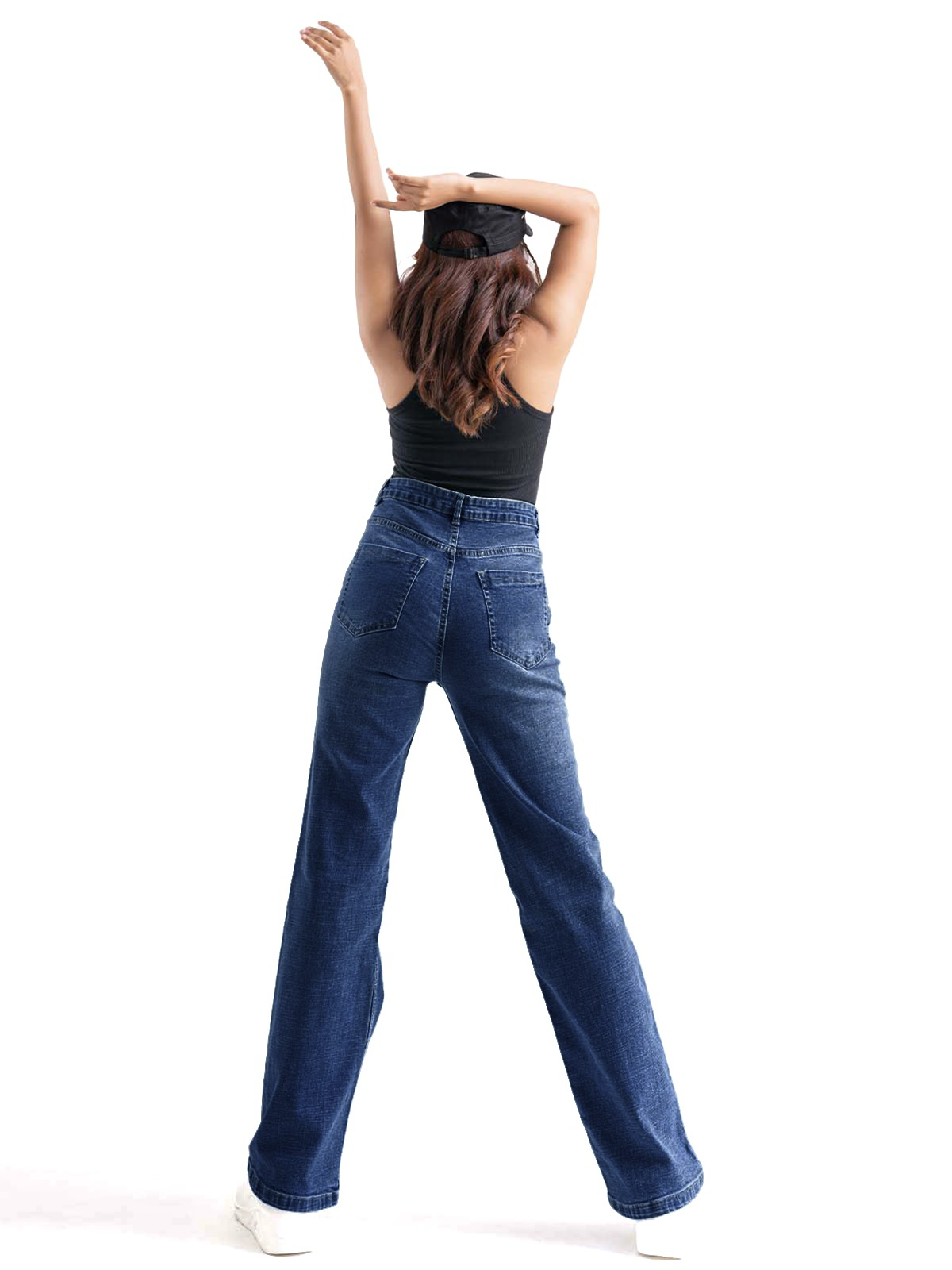 Premium Midnight Blue Whisker Stretchable Straight Fit Jeans