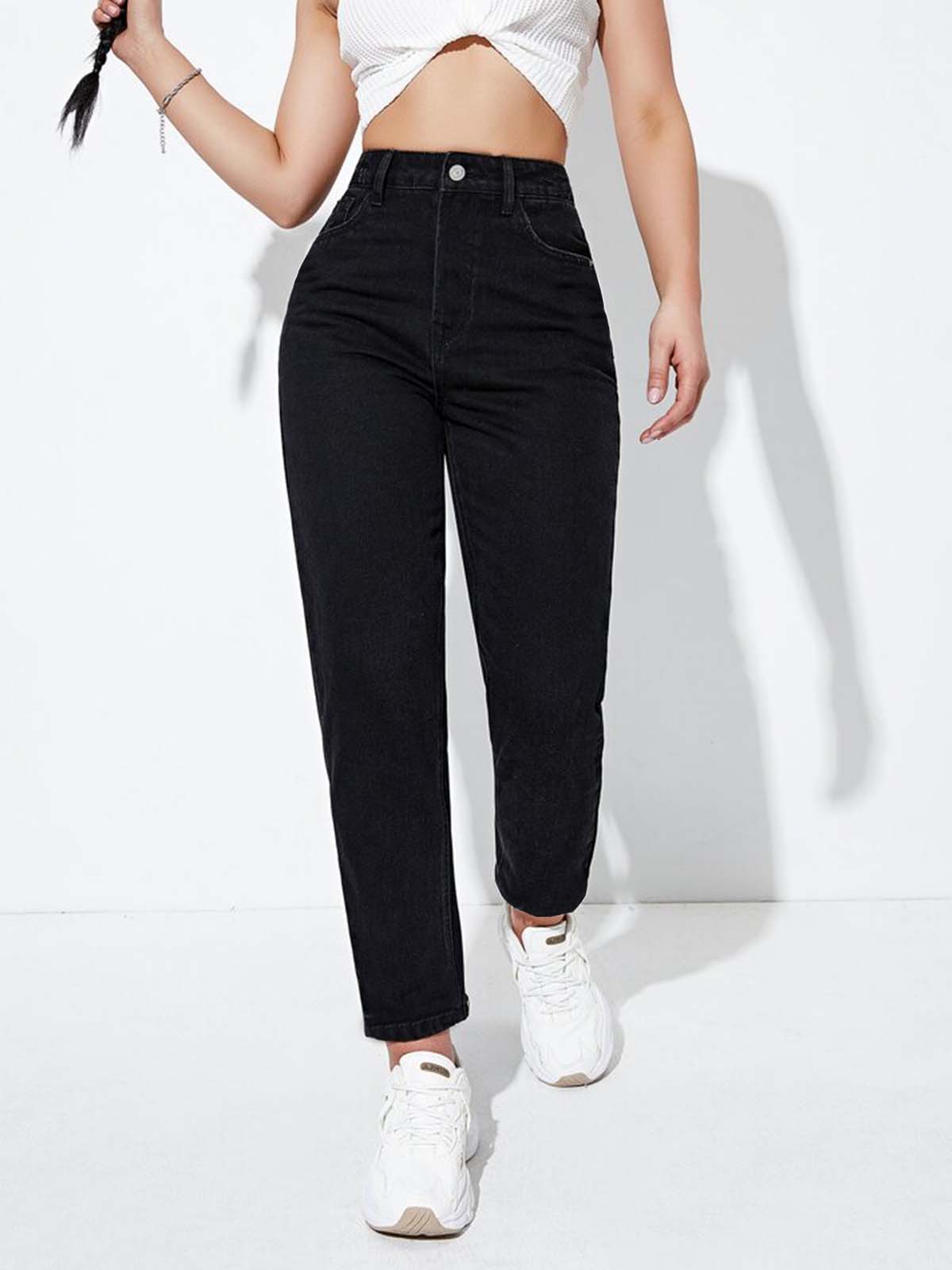 Black High Waist Mom Fit Jeans