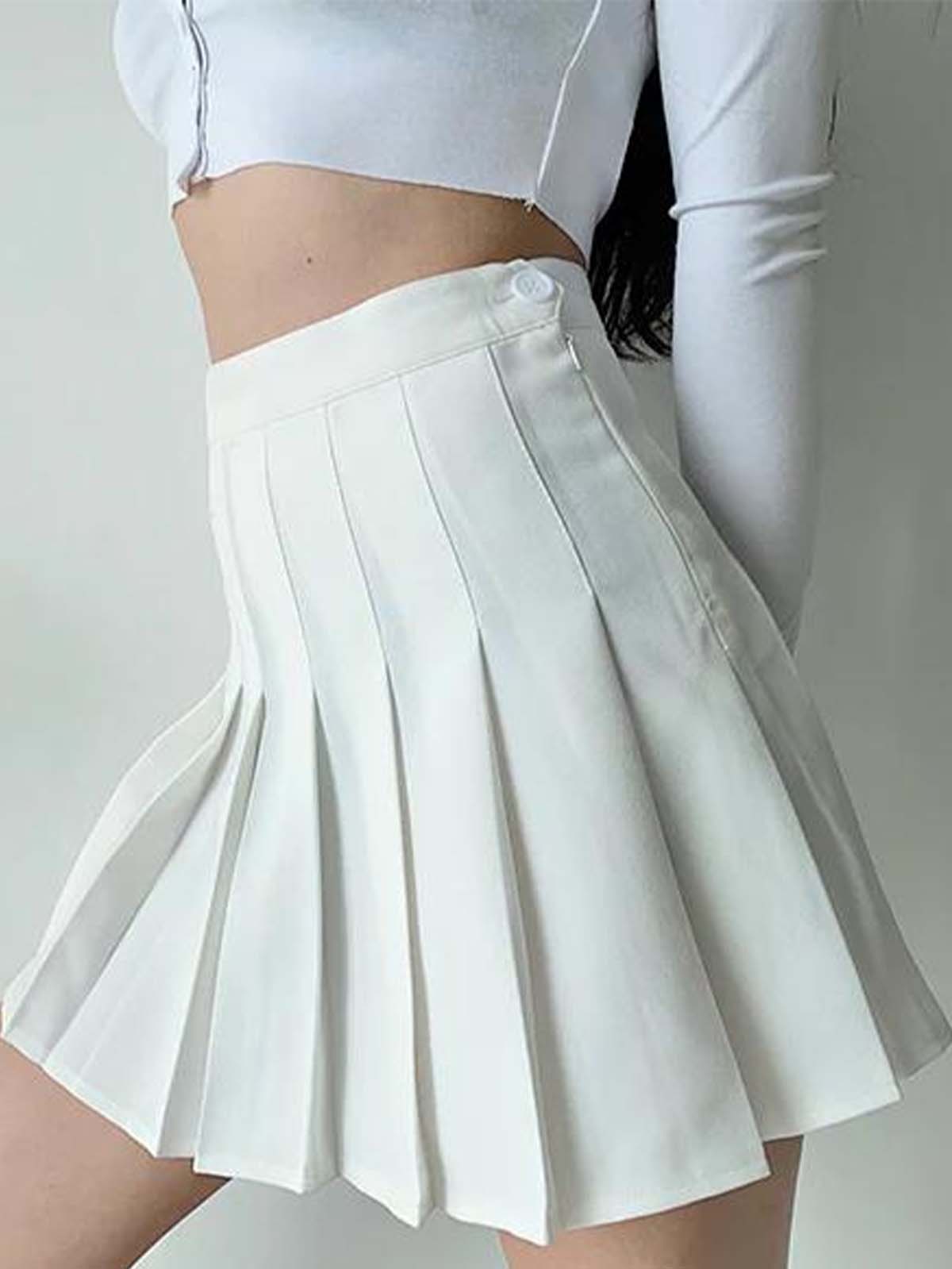 Y2k White Pleated Tennis Skirt