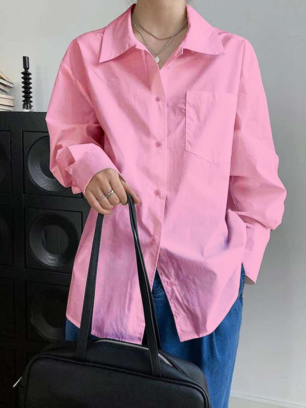 Pastel Pink Drop Shoulder Shirt