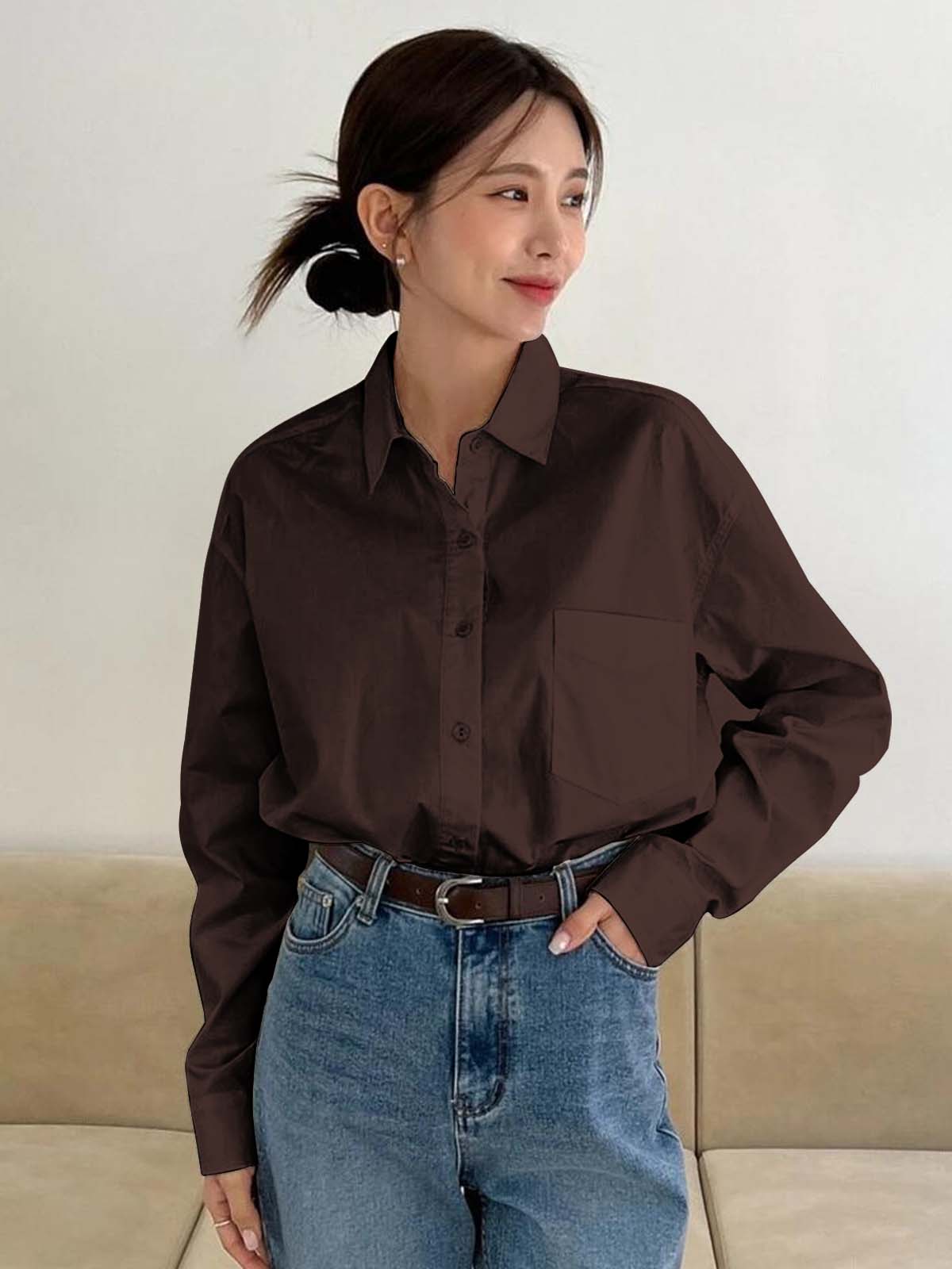 Brown Drop Shoulder Shirt