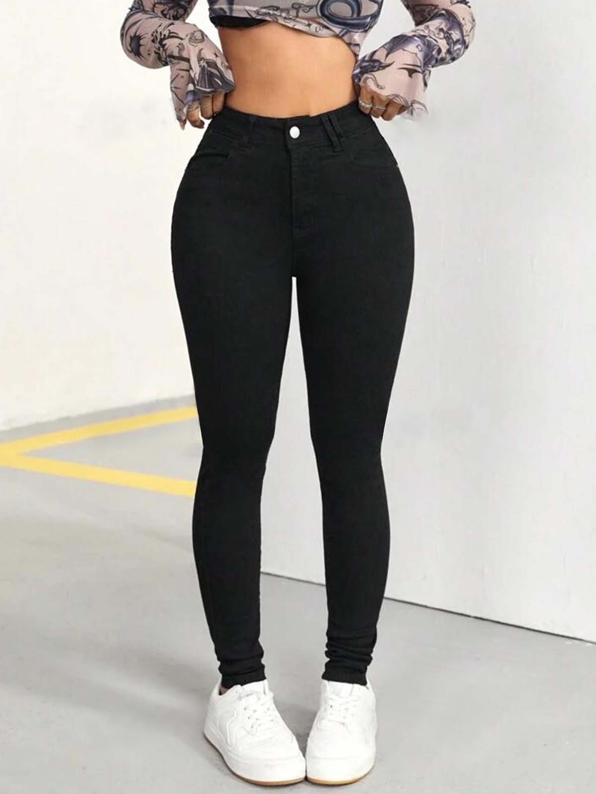 Black High Waist Stretchable Skinny Fit Jeans