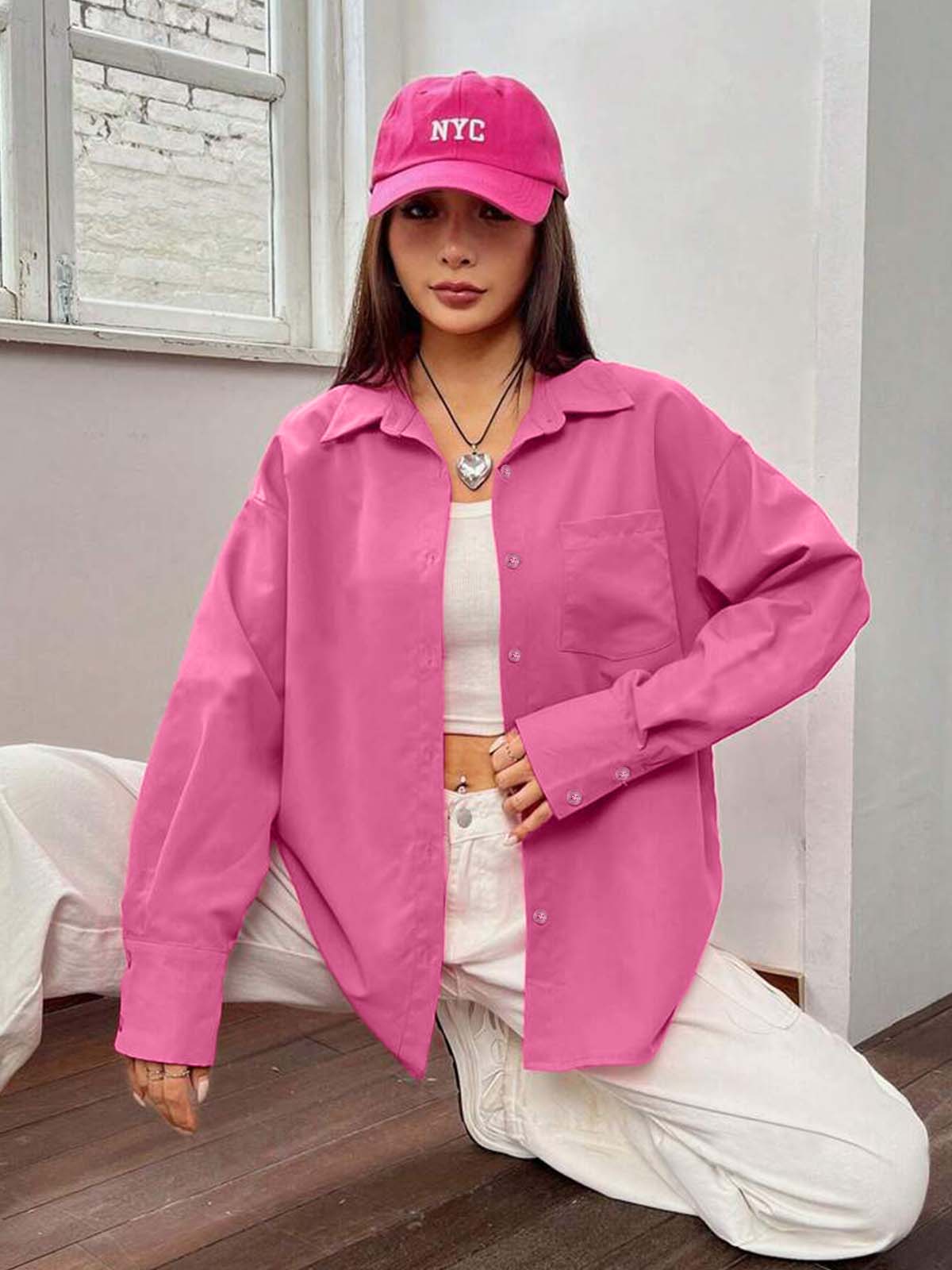 Hot Pink Drop Shoulder Shirt