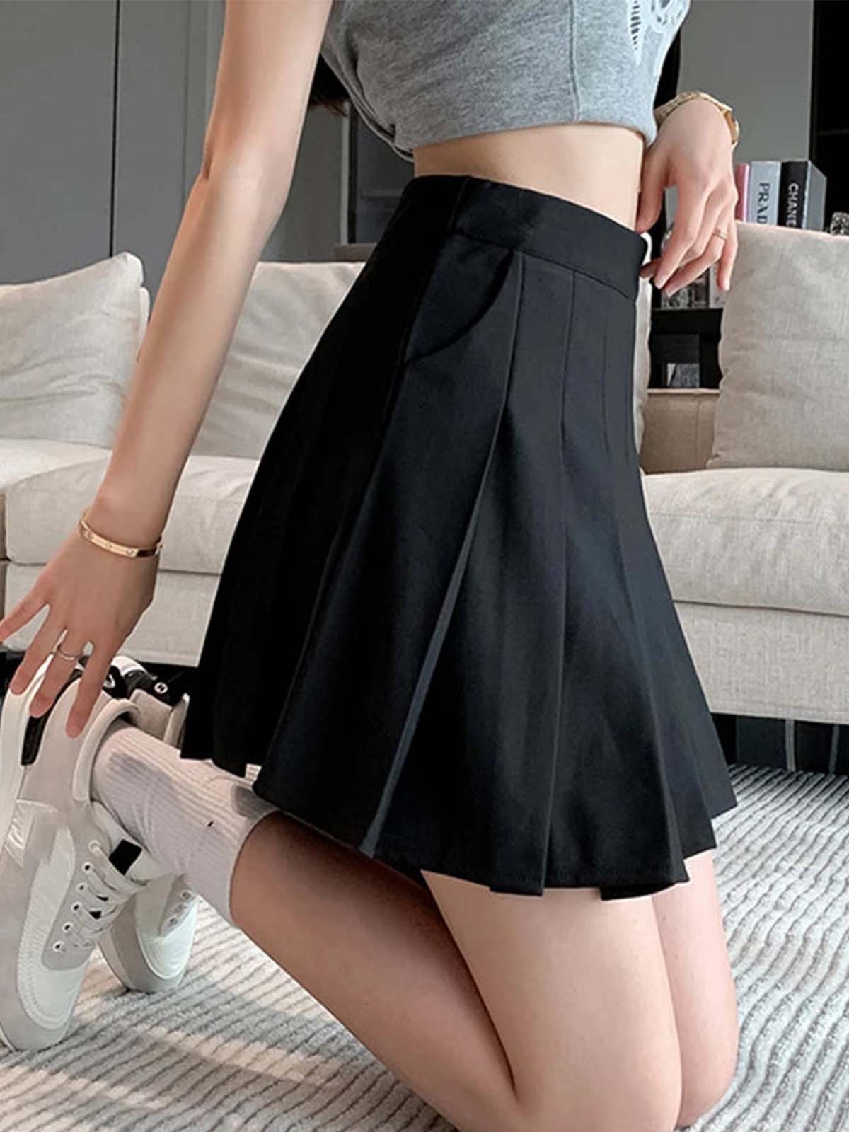 Y2k Black Pleated Tennis Skirt