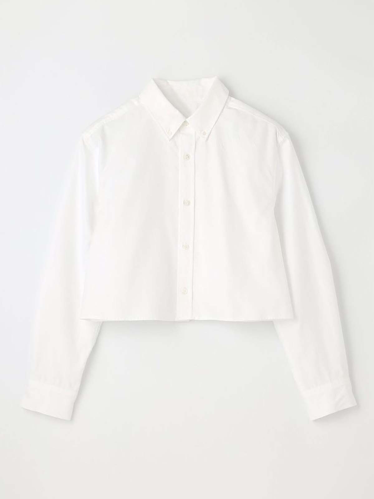 White Drop Shoulder Full Sleeve Crop Shirt