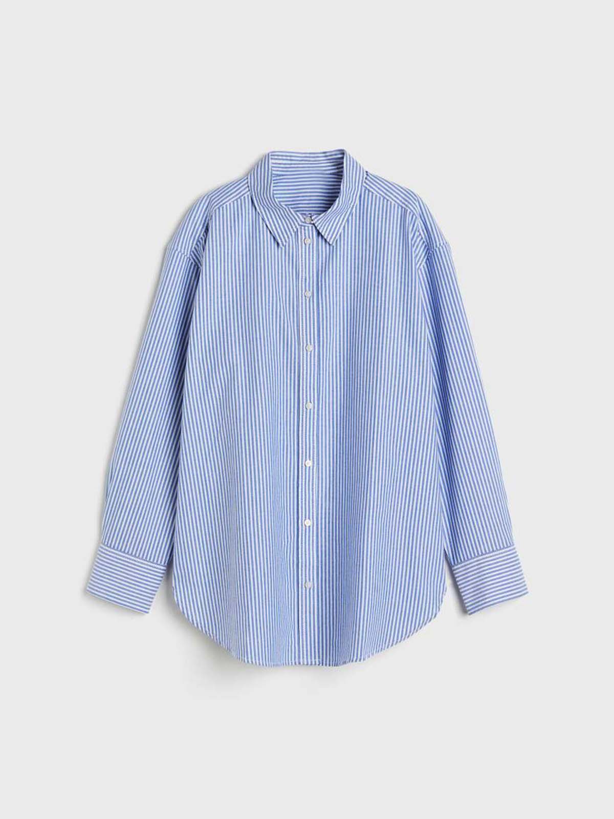 Blue Striped Drop Shoulder Shirt