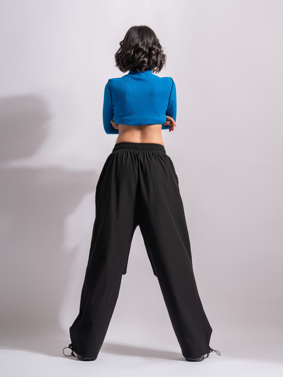 Black Nylon Baggy Parachute Pants