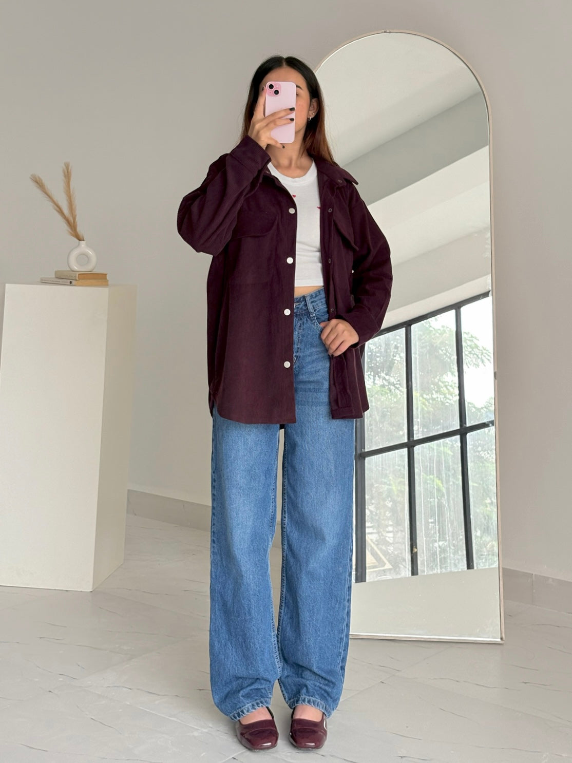 Plum Oversized Corduroy Shacket