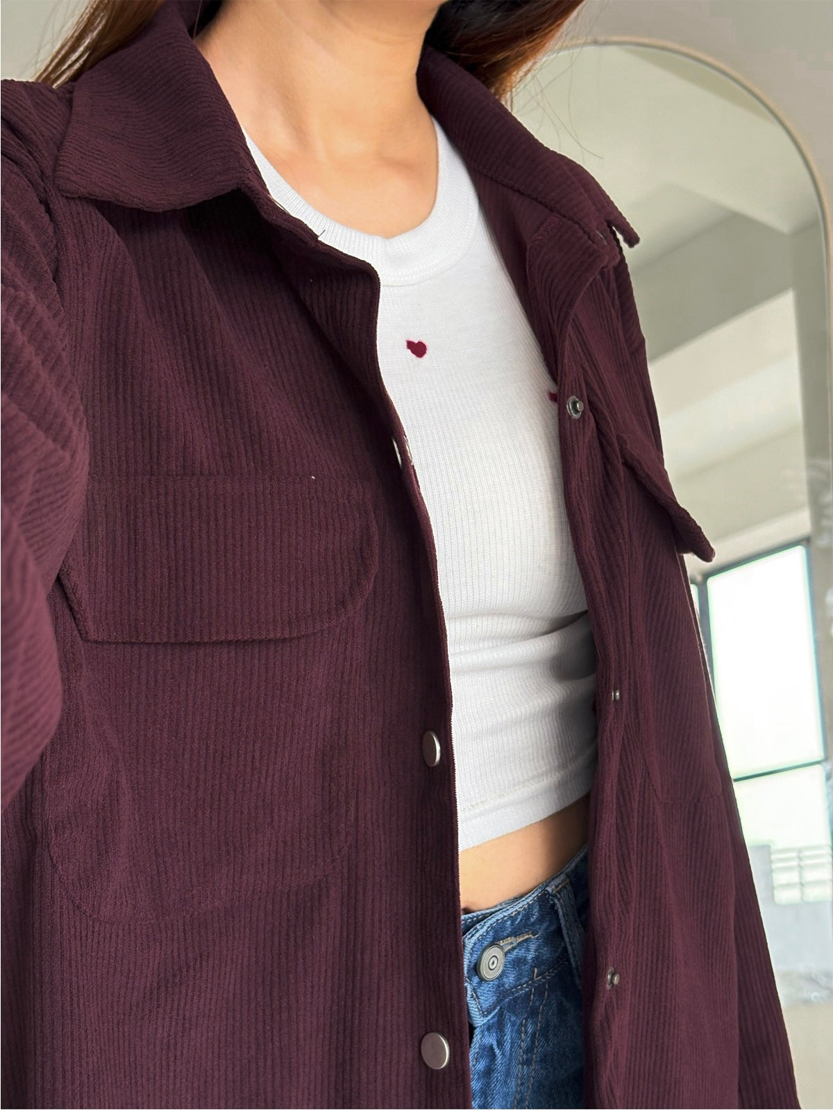 Plum Oversized Corduroy Shacket