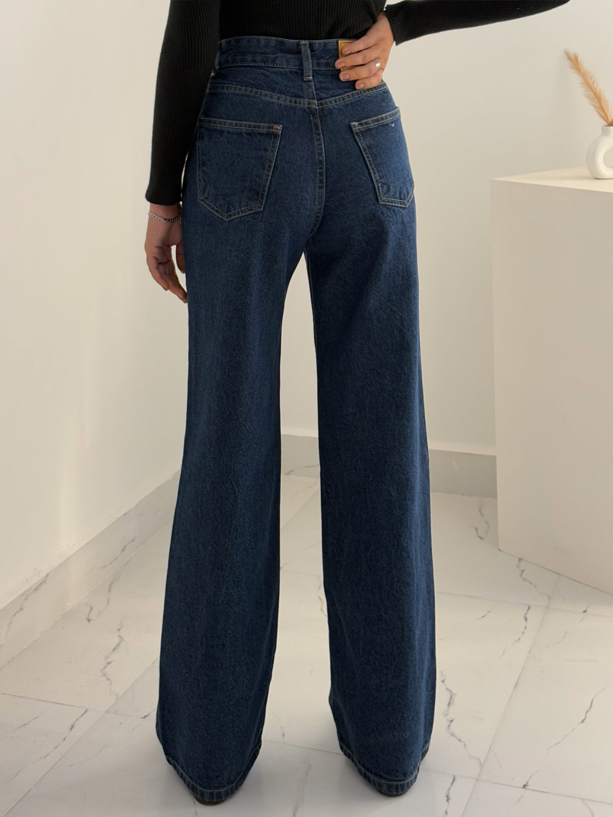 Dark Blue High Waist Super Wide Leg Jeans