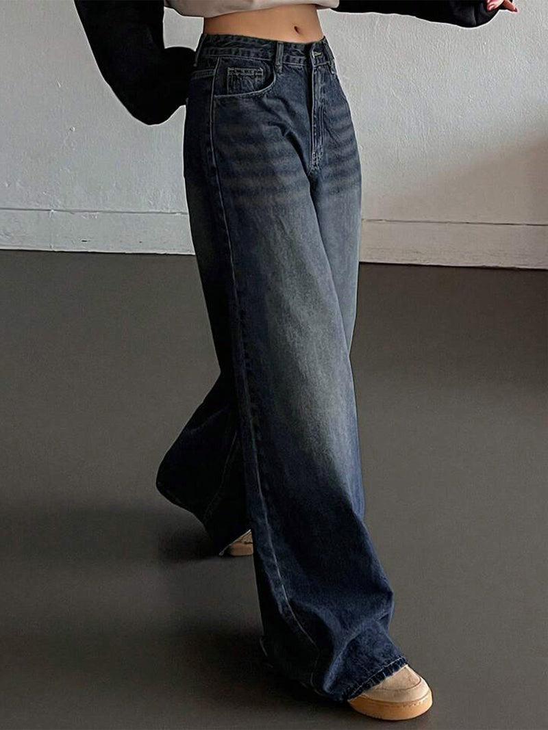 Space Blue Tinted Super Wide Leg Jeans
