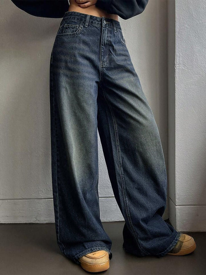 Space Blue Tinted Super Wide Leg Jeans