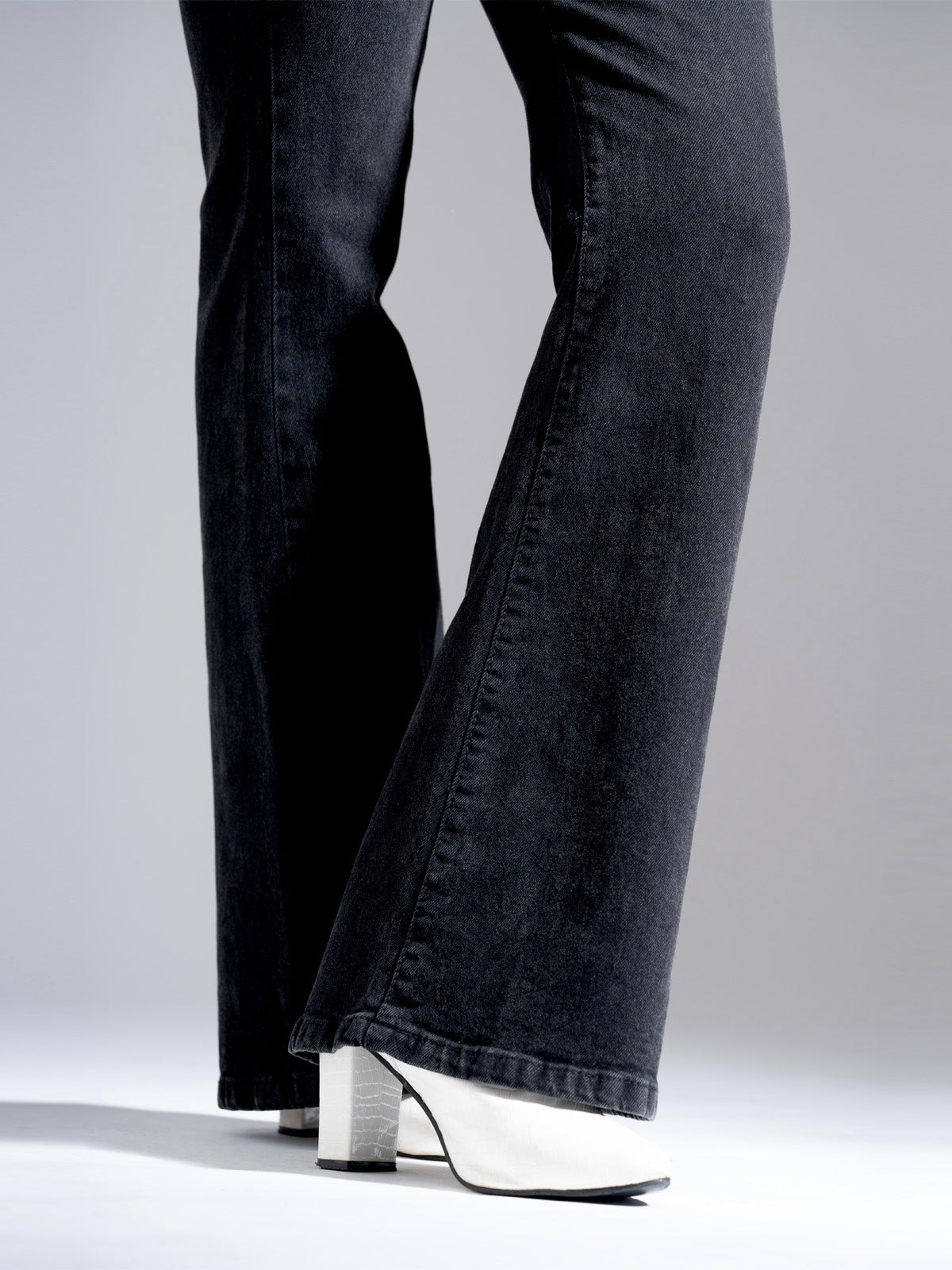 Premium Carbon Black Whisker Bootcut Jeans