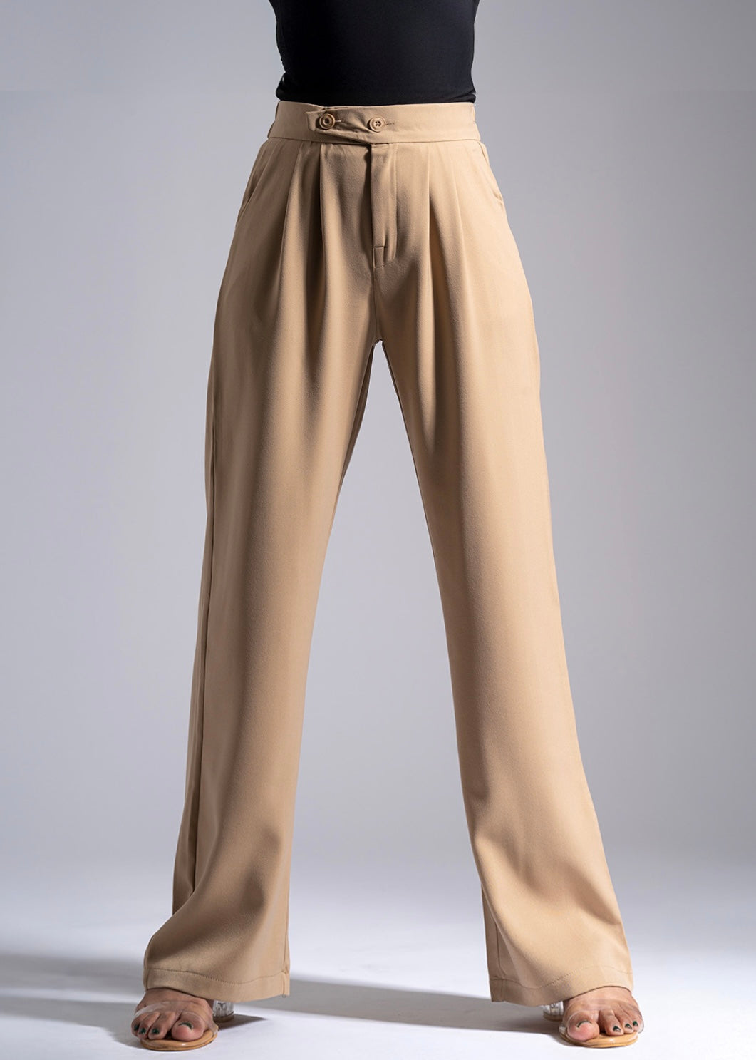 Camel Tailored Pleat Korean Pants