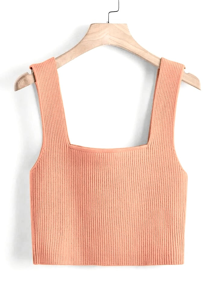 Peach Square Neck Tank Top