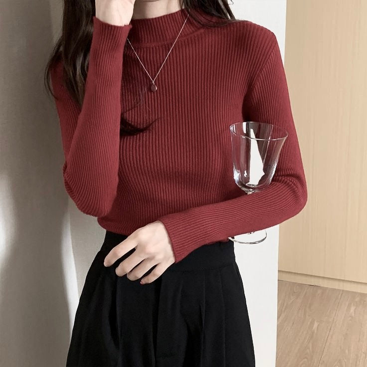 Black Mock Neck Full Sleeve Top