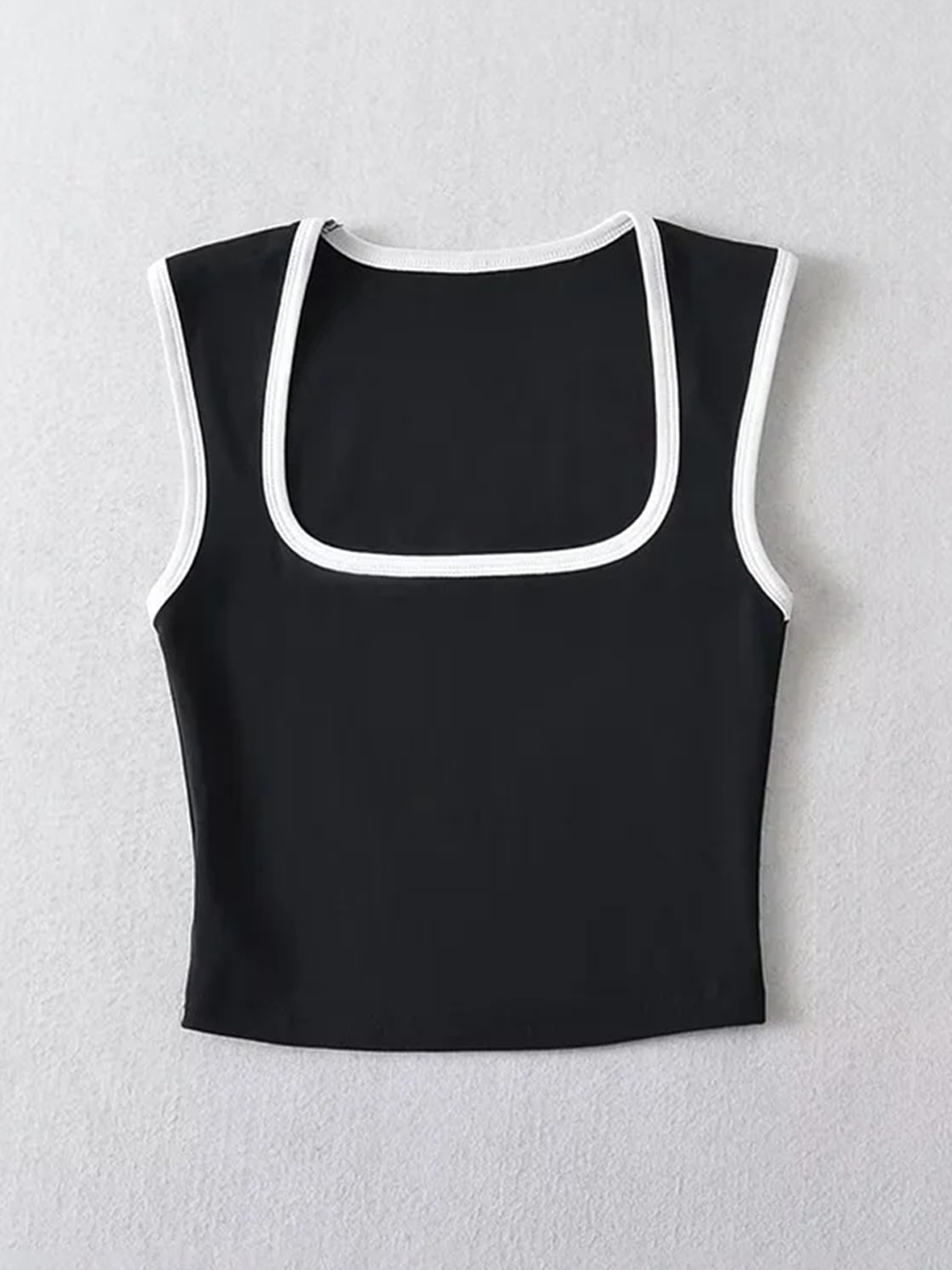 Black Square Neck Binding Tank Top