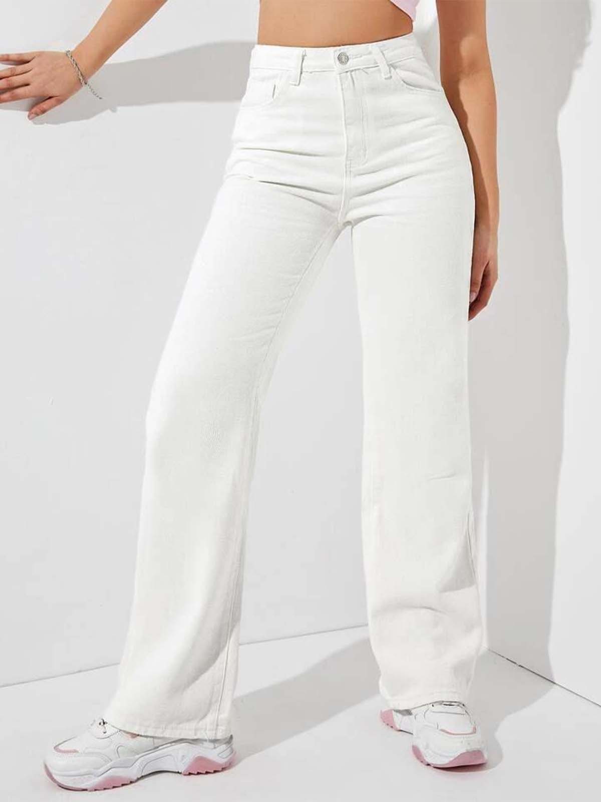 White High Waist Wide Leg Jeans