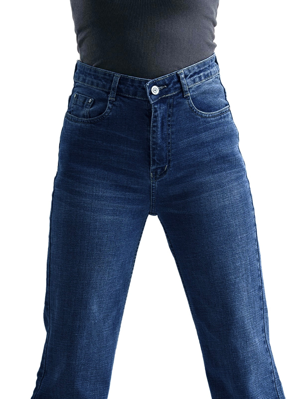 Premium Midnight Blue Whisker Stretchable Straight Fit Jeans