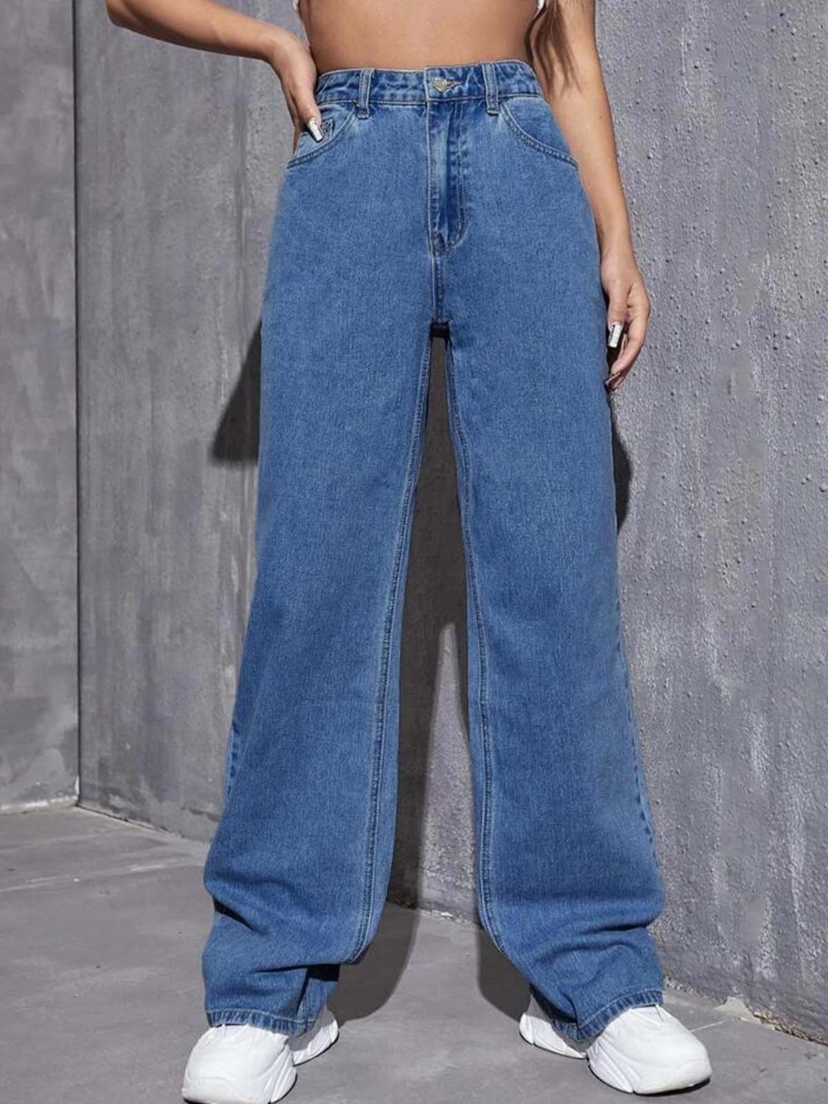 Stone Blue High Waist Wide Leg Jeans