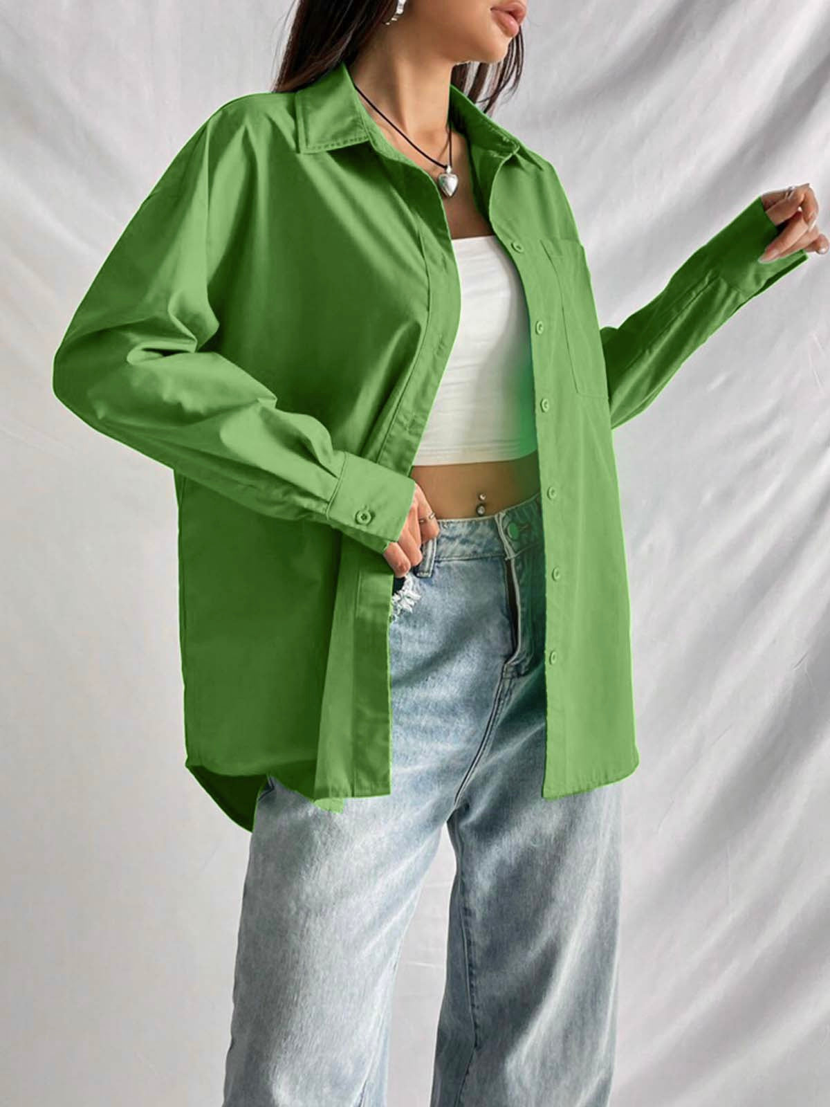 Green Drop Shoulder Shirt