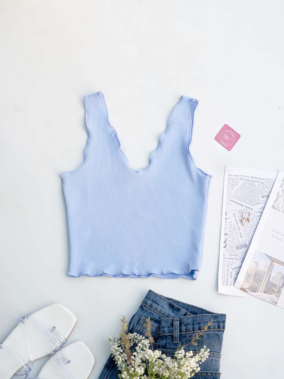 Blue Lettuce Trim Tank Top