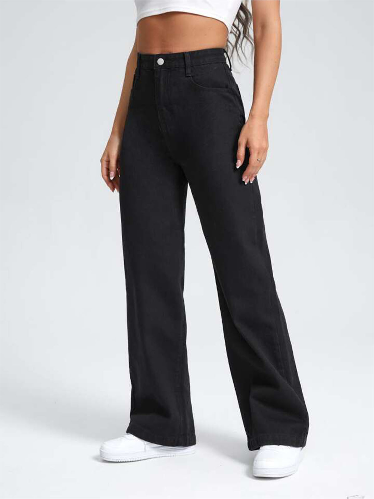 Black High Waist Wide Leg Jeans