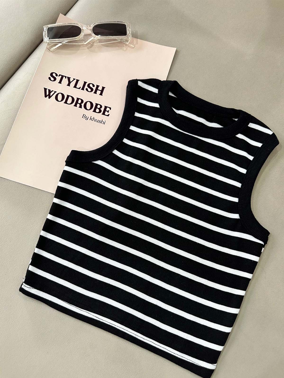 Black Dusk Striped Tank Top