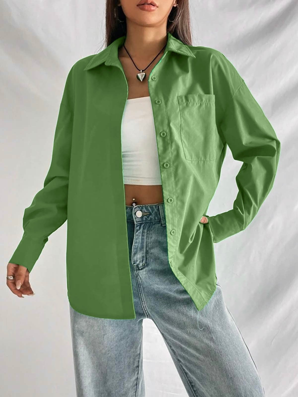 Green Drop Shoulder Shirt