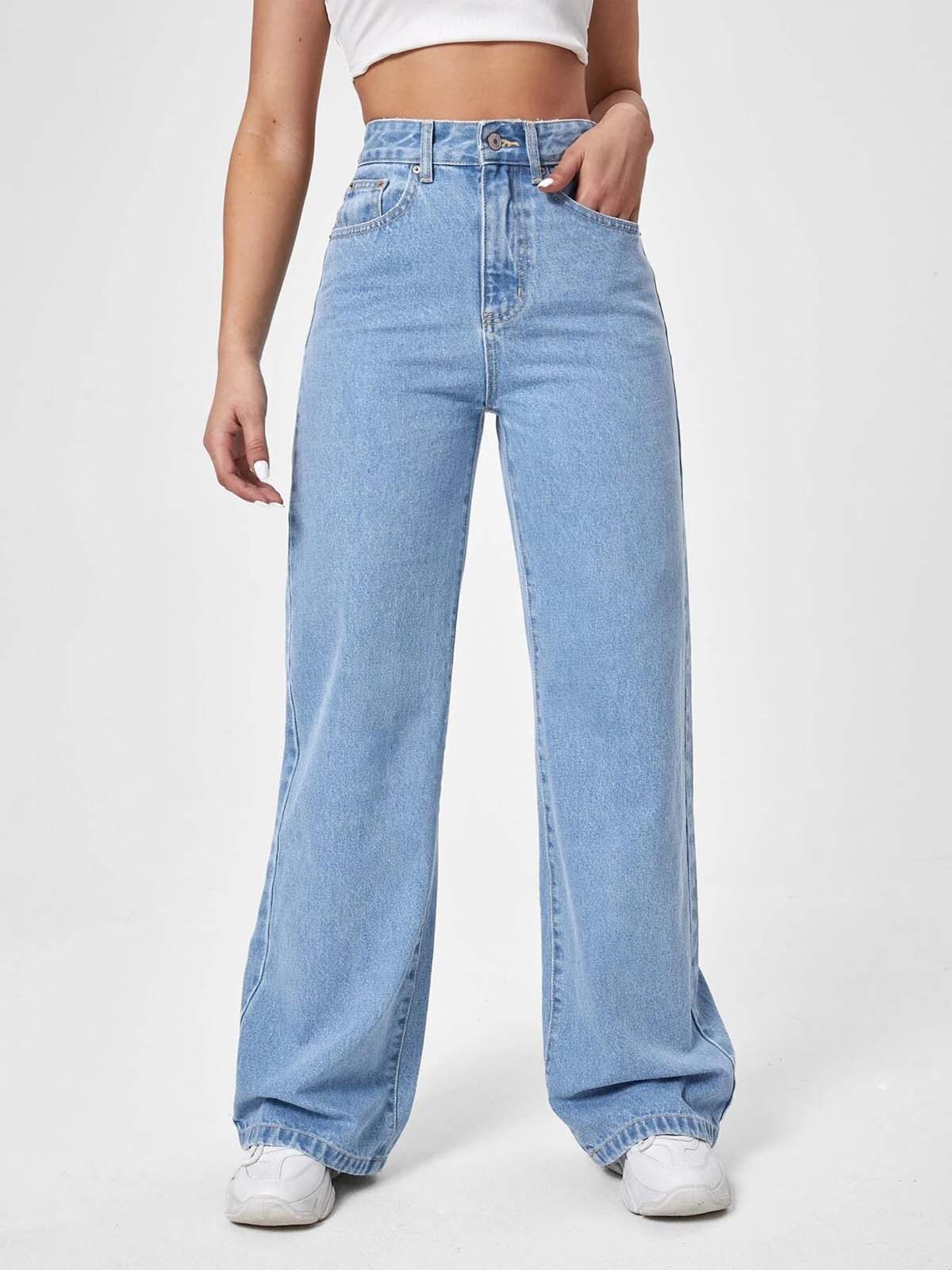 Ice Blue High Waist Wide Leg Jeans