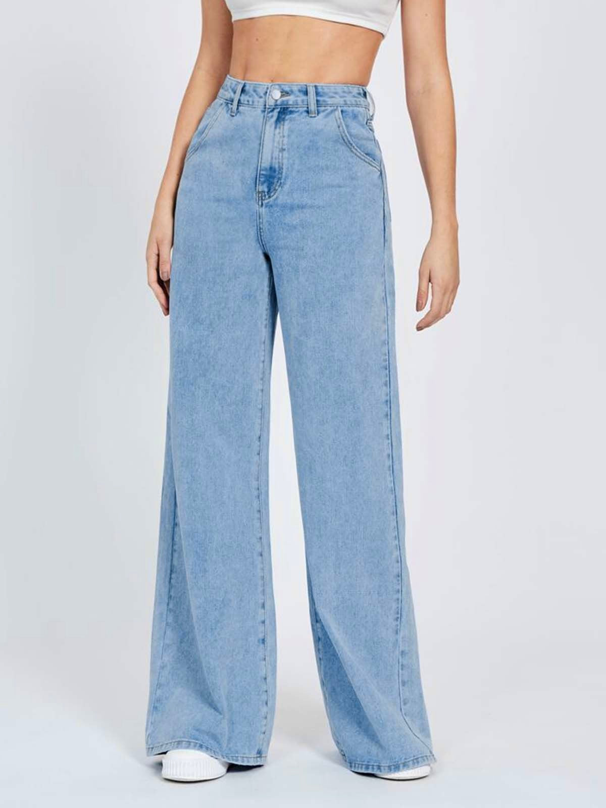 Light Blue High Waist Super Wide Leg Jeans