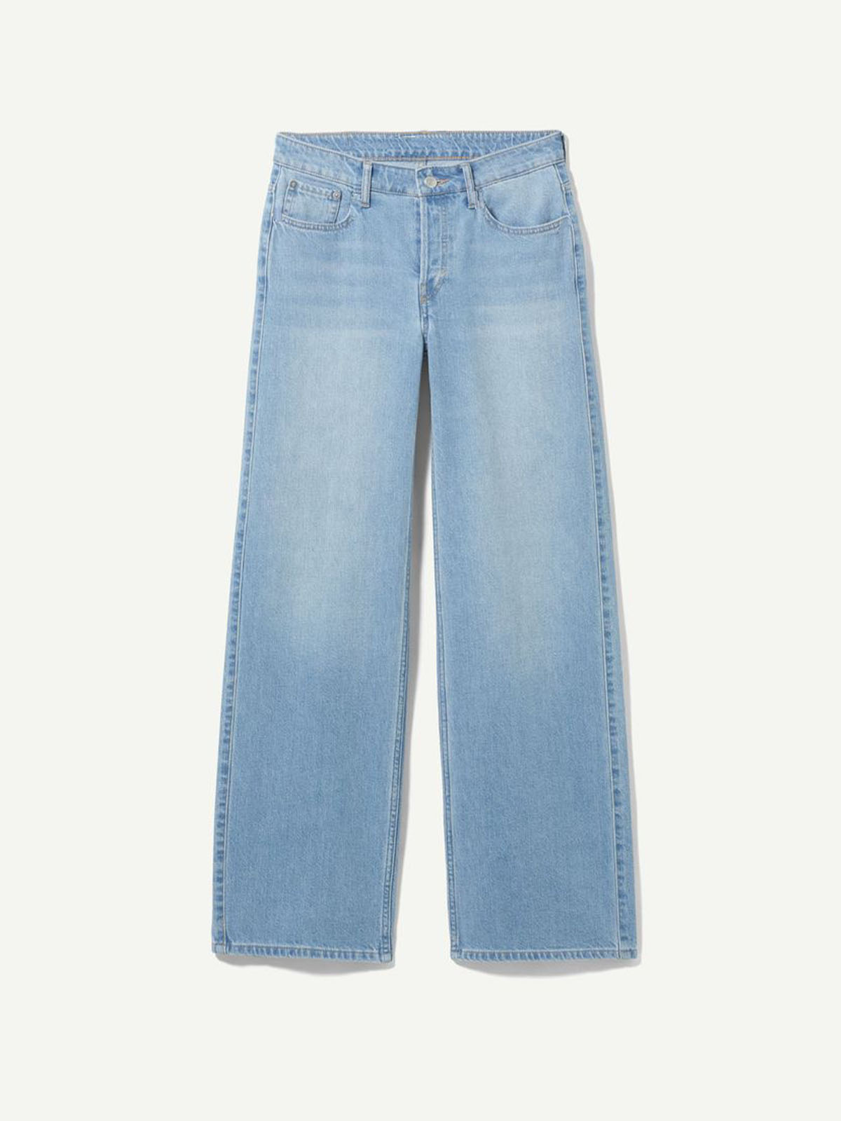 Ice Blue Whisker High Waist Wide Leg Jeans