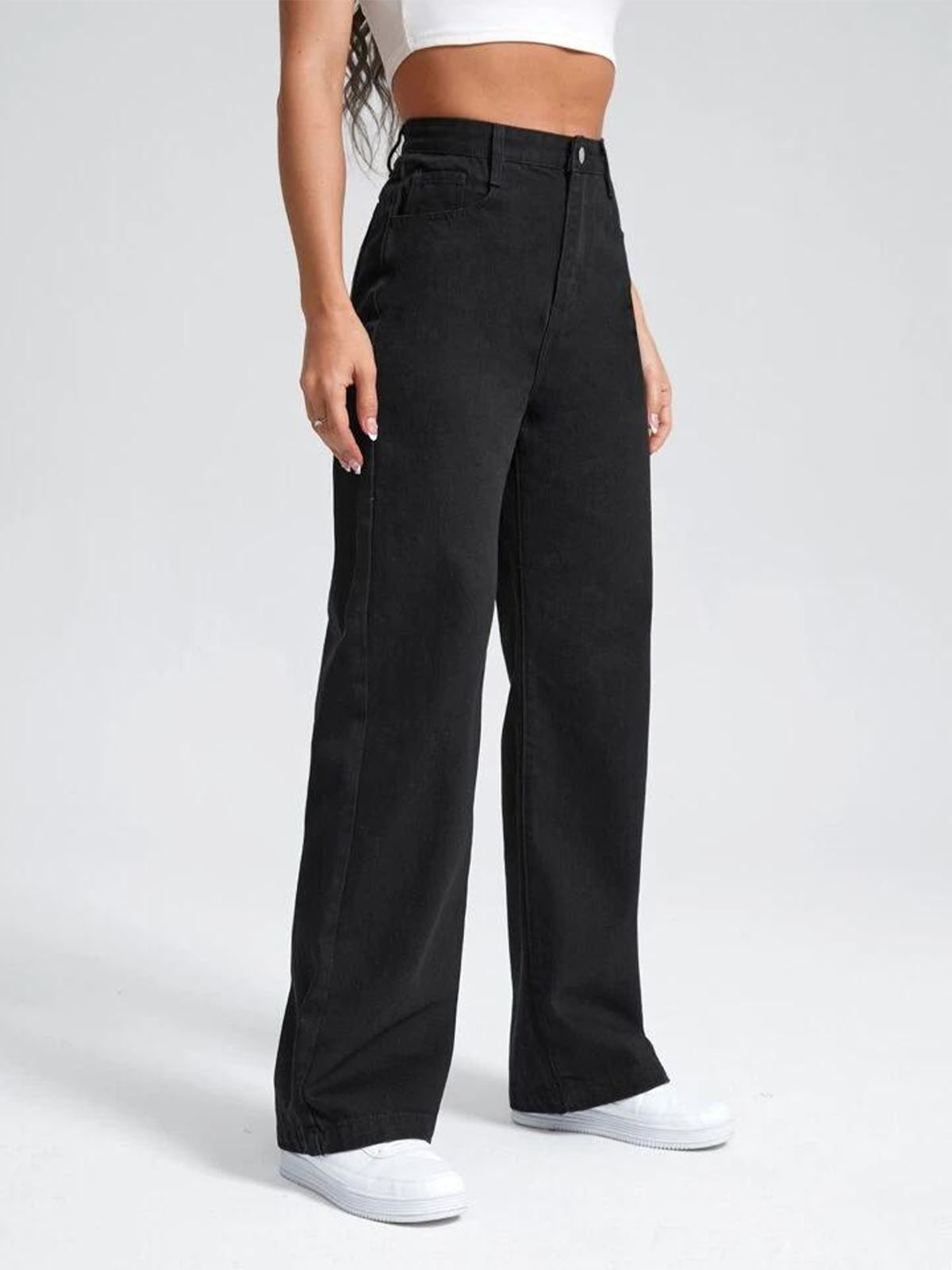 Black High Waist Wide Leg Jeans