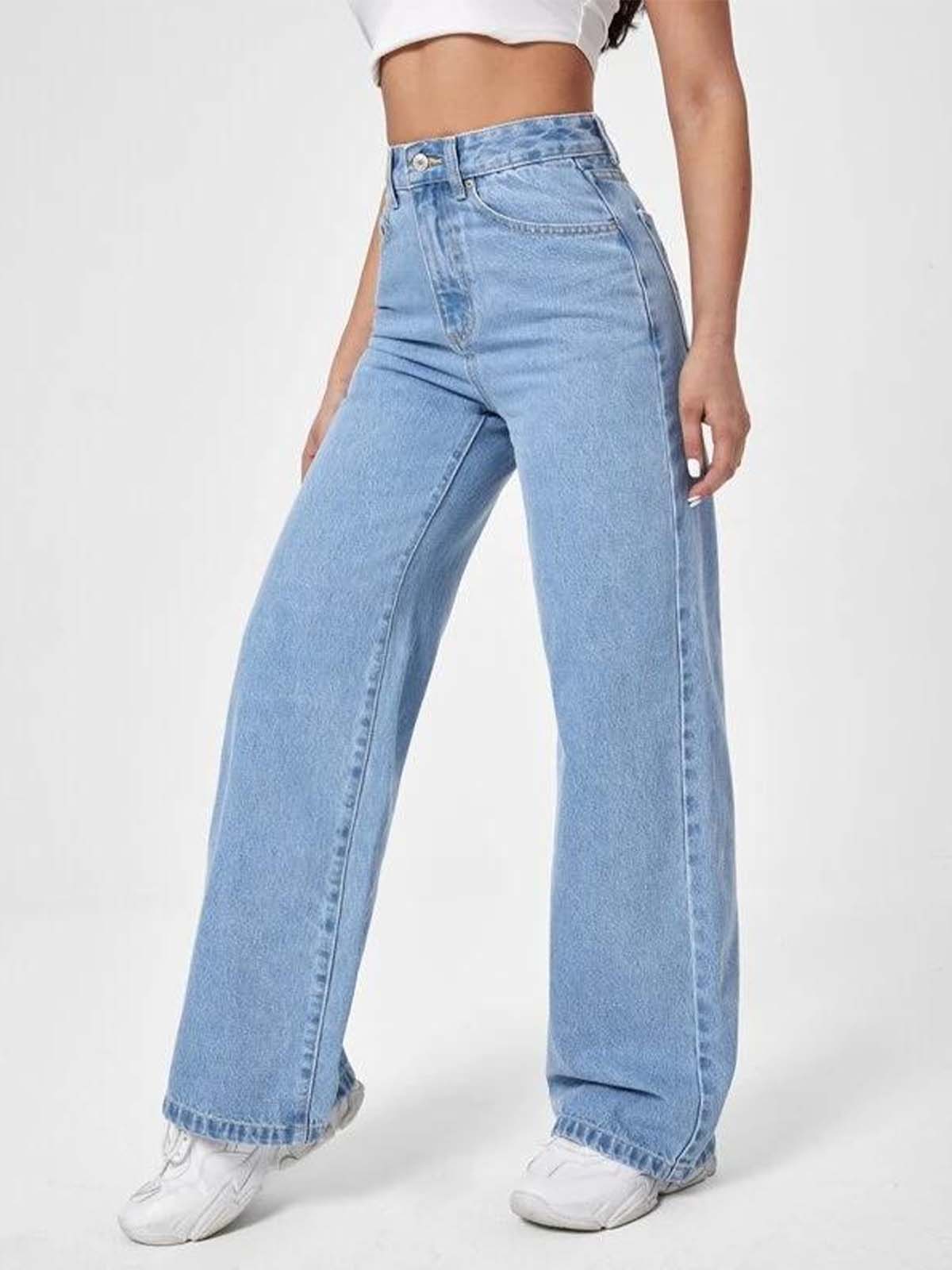 Ice Blue High Waist Wide Leg Jeans