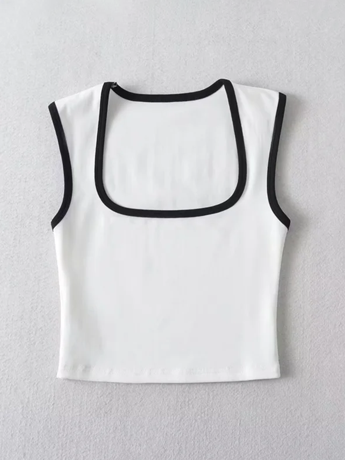 White Square Neck Binding Tank Top