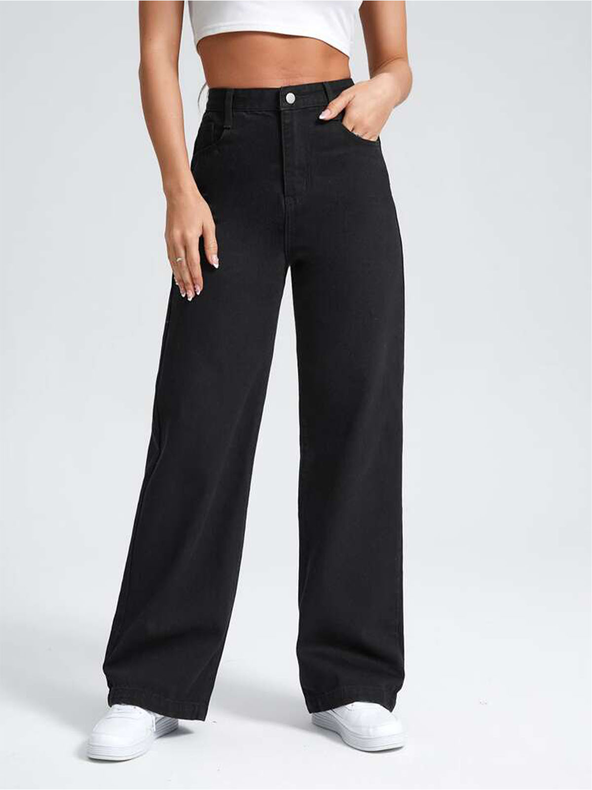 Black High Waist Wide Leg Jeans