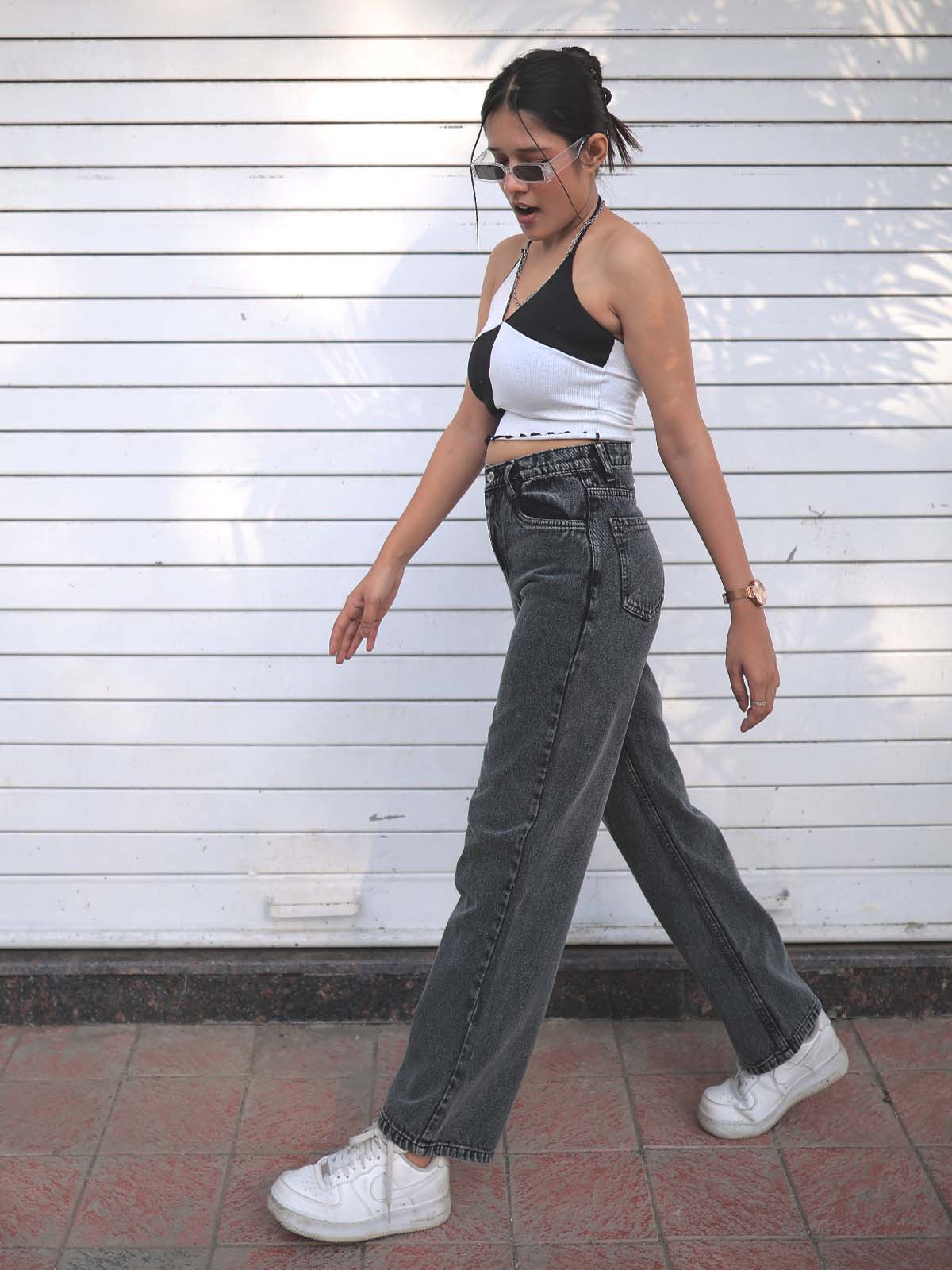 Charcoal High Waist Wide Leg Jeans