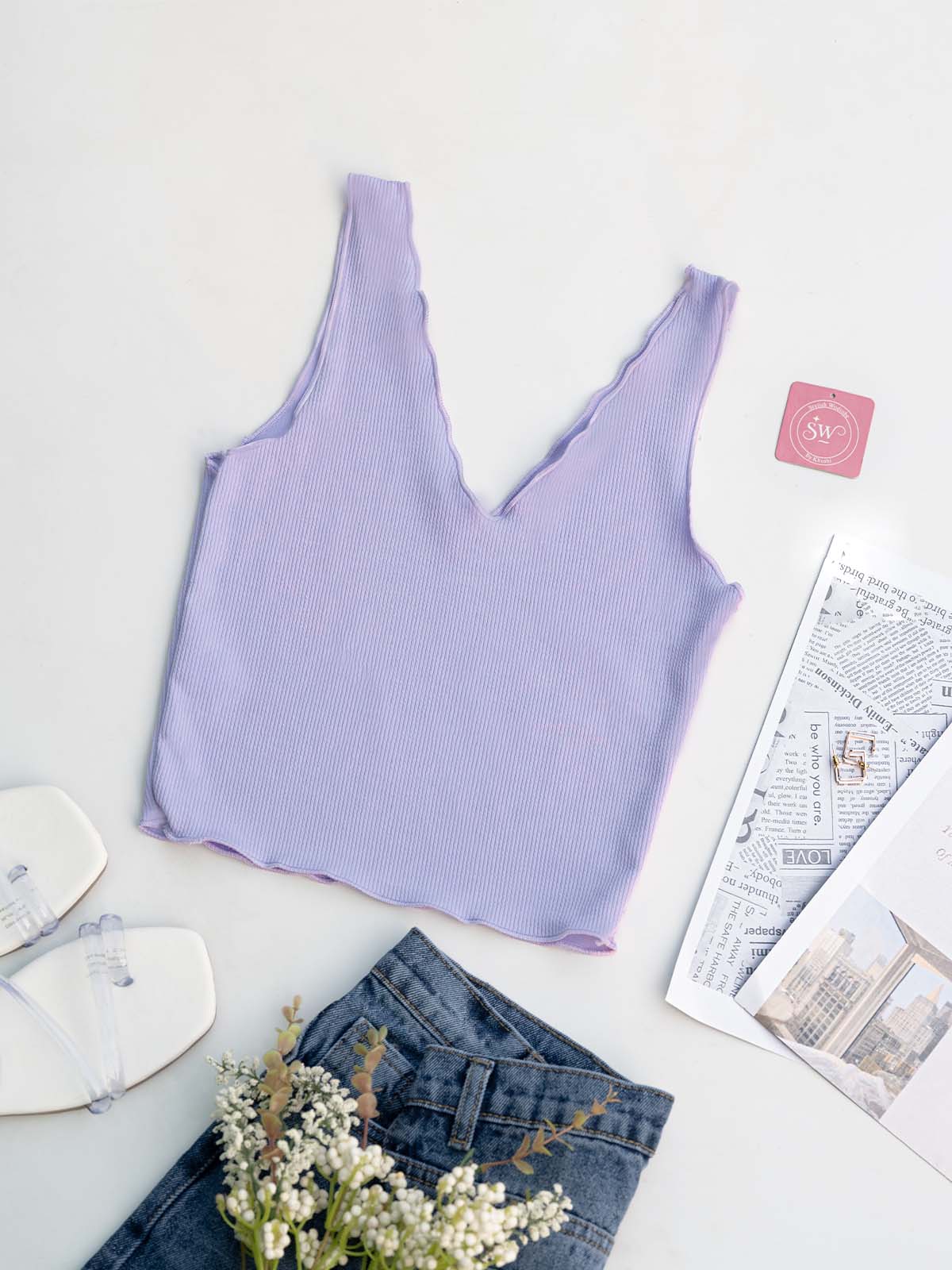 Lavender Lettuce Trim Tank Top