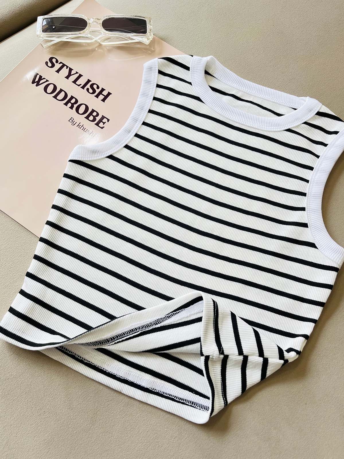 White Dawn Striped Tank Top