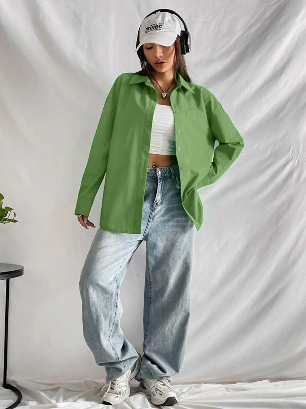 Green Drop Shoulder Shirt