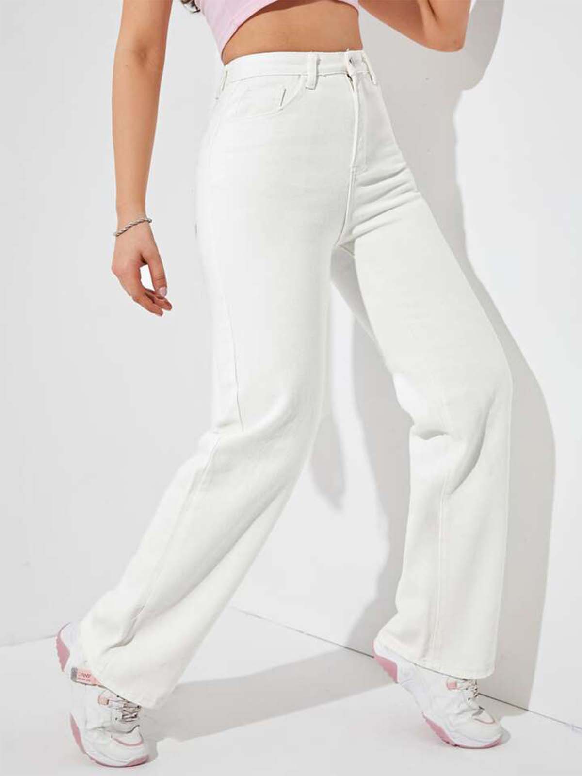 White High Waist Wide Leg Jeans