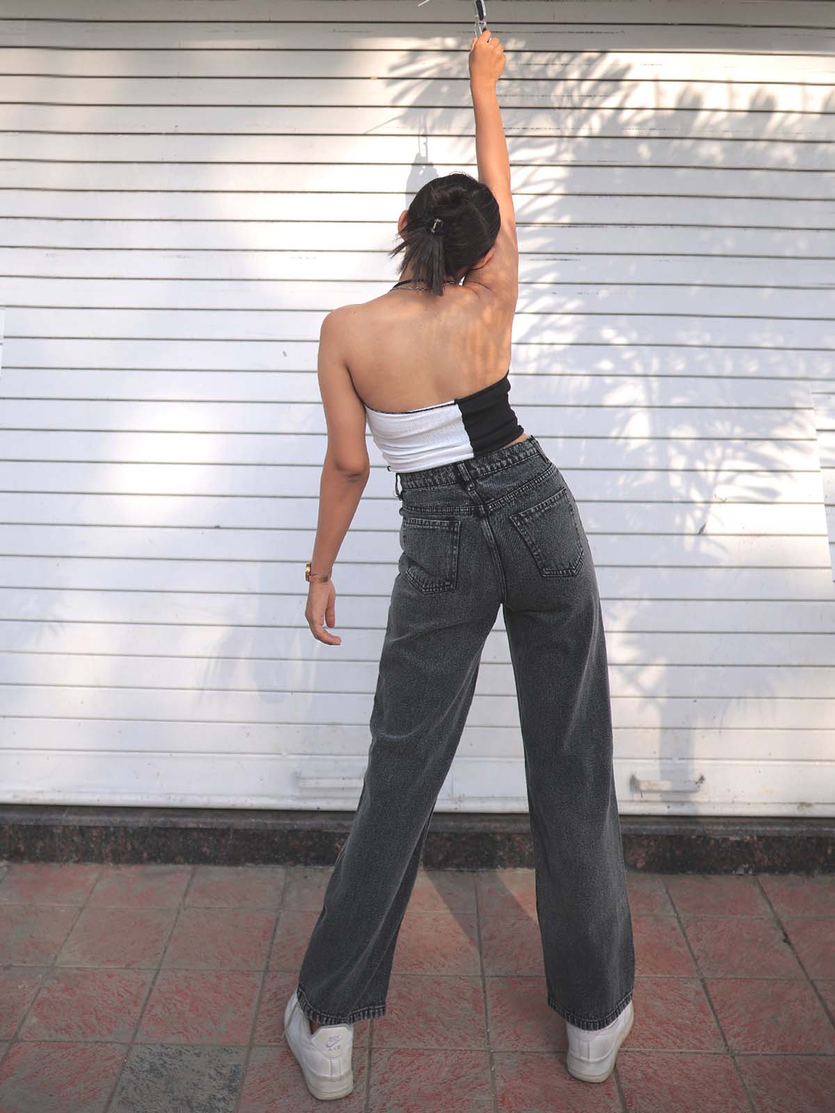 Charcoal High Waist Wide Leg Jeans