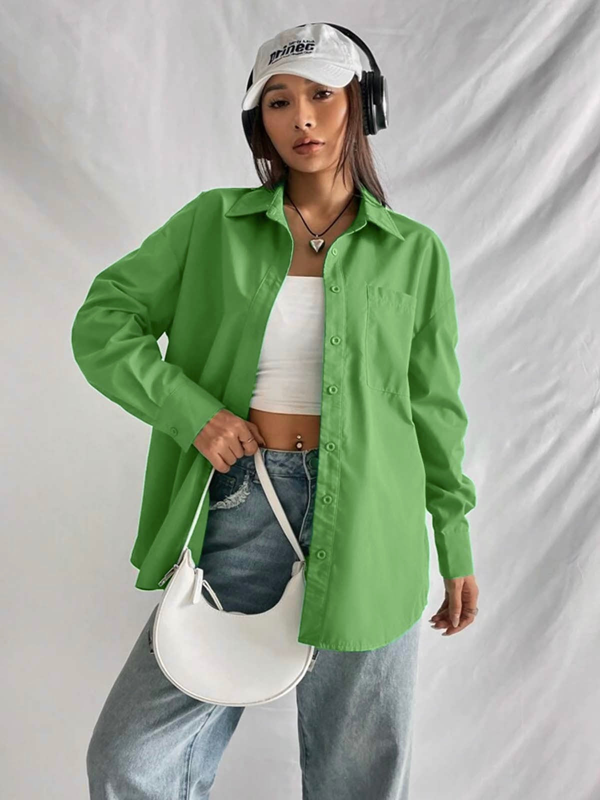 Green Drop Shoulder Shirt