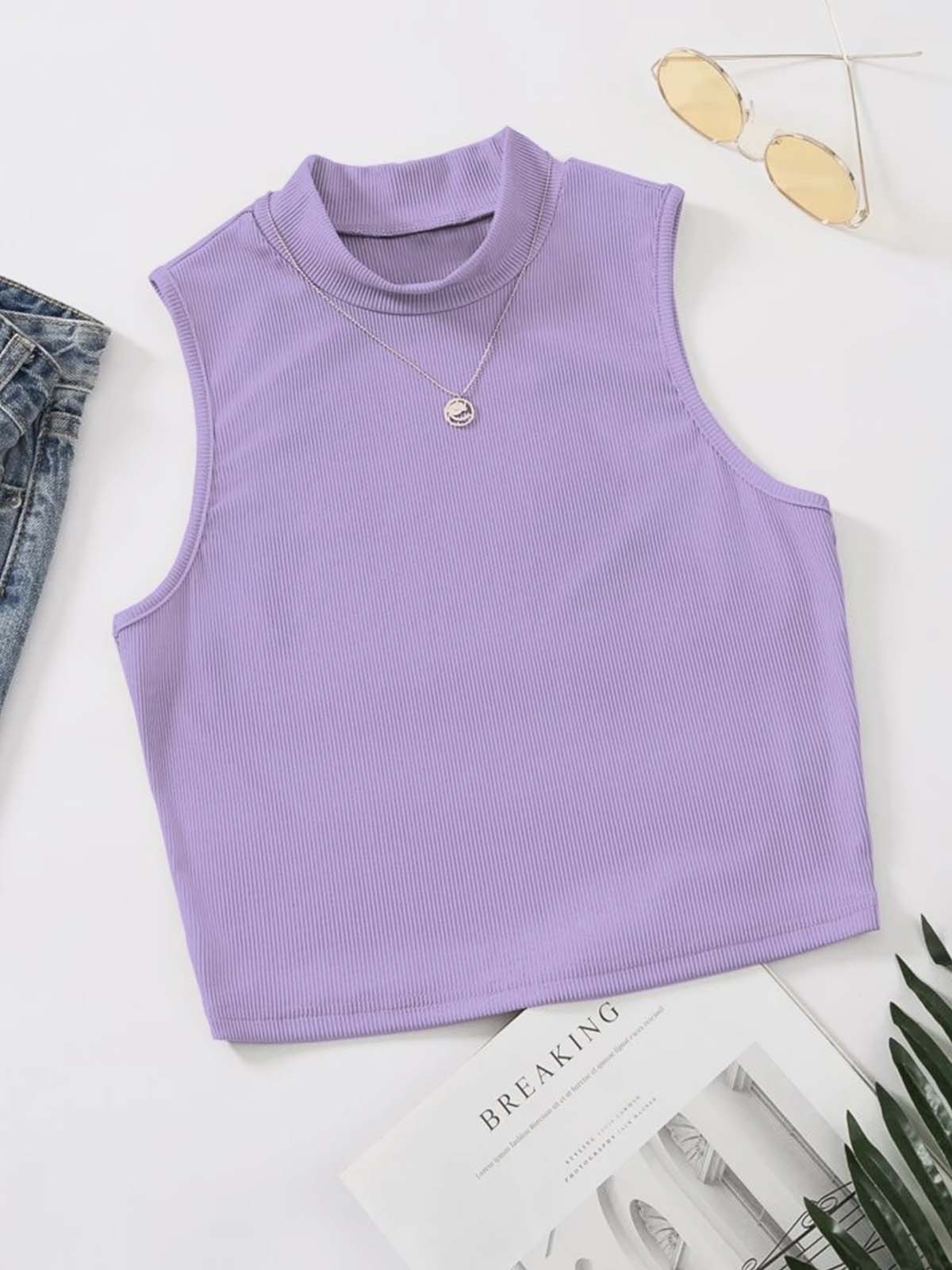 Lavender Mock Neck Tank Top