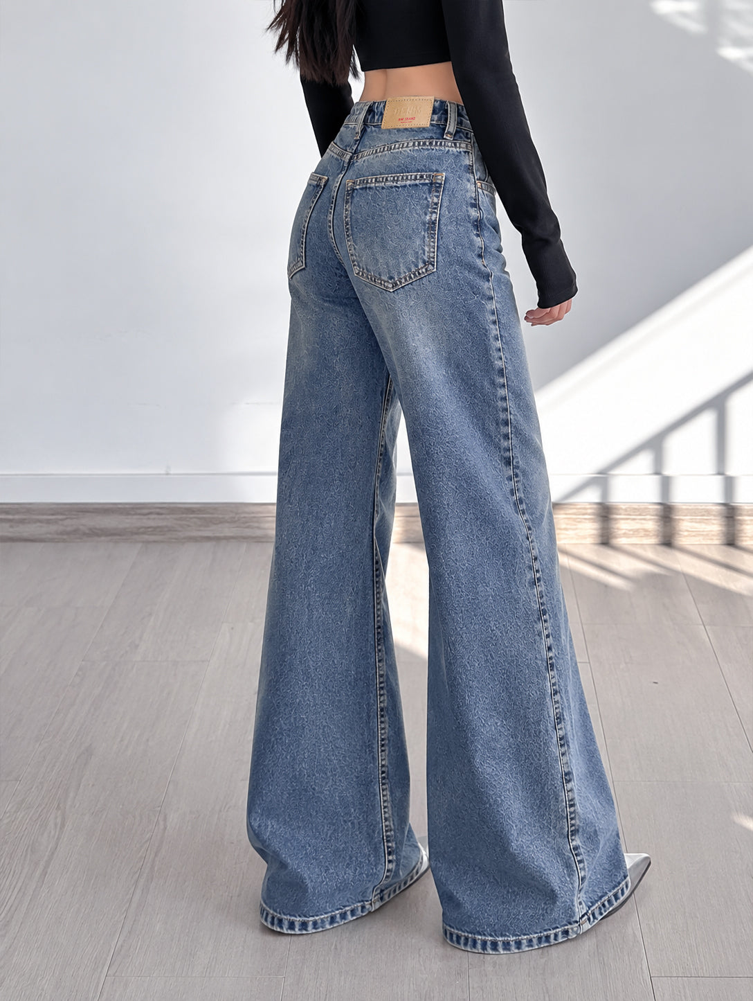 Sea Spray Blue Side Panelled Ultra Wide Leg Jeans