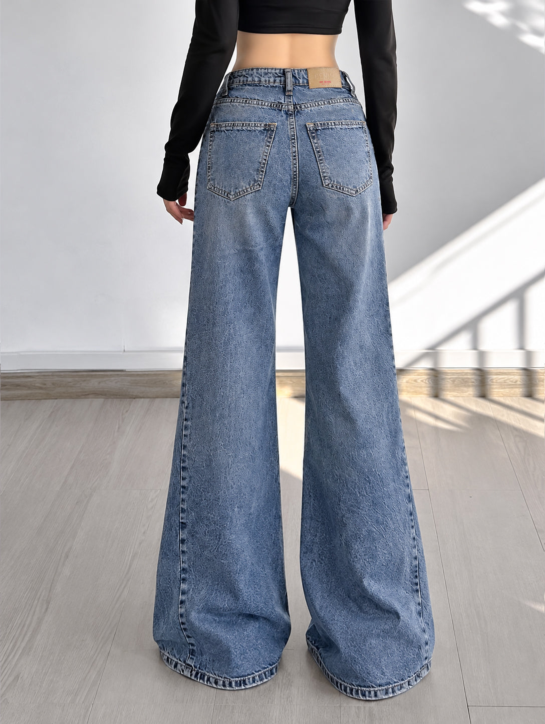 Sea Spray Blue Side Panelled Ultra Wide Leg Jeans