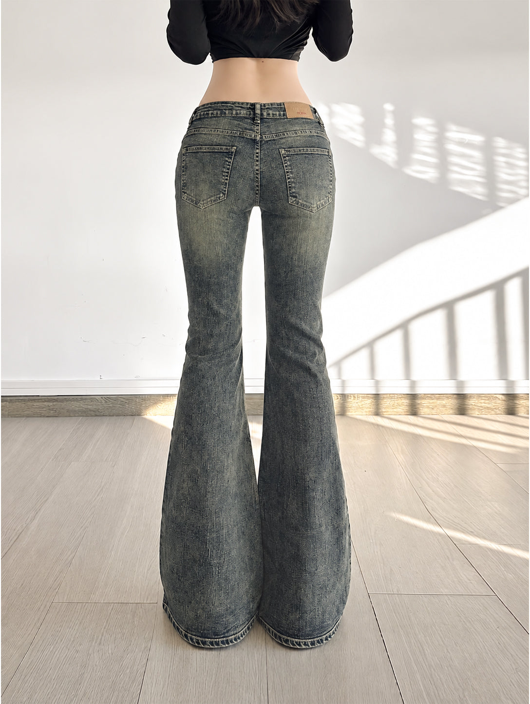 Dusty Blue Washed Y2K  Bootcut Jeans