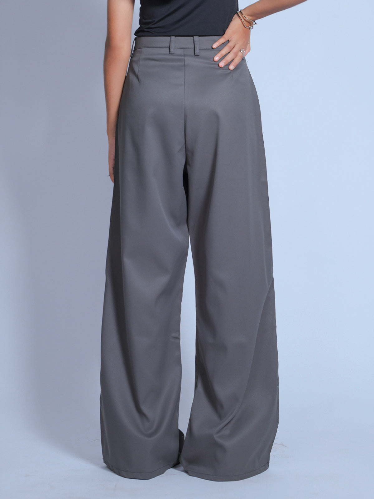 Ash Grey Double Pleated Korean Pant